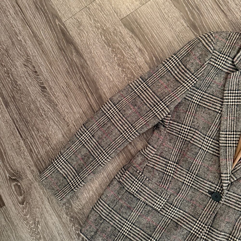 Madewell Women's Plaid Single-Button Blazer in Grey - Picture 2 of 10